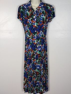 J. Crew Factory Floral Print Button Front Maxi Dress
